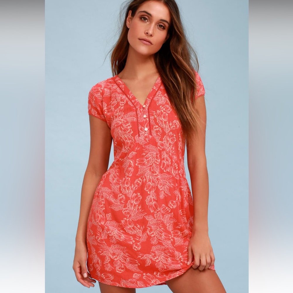 Amuse Society On the Low Red Floral Print Mini Dress